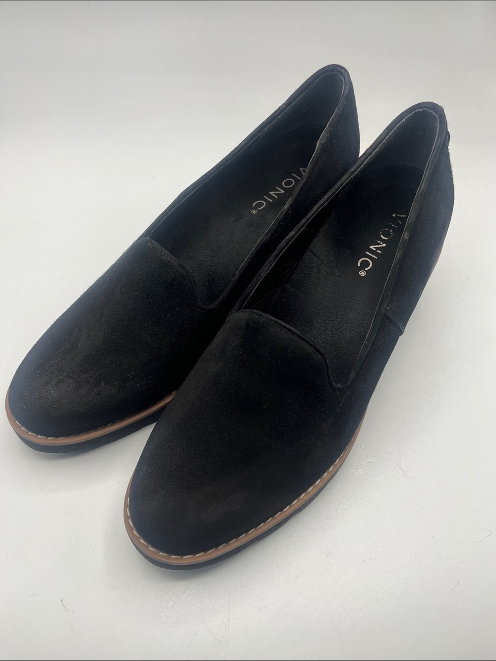 Vionic Black Suede Slip-On wedge Loafers